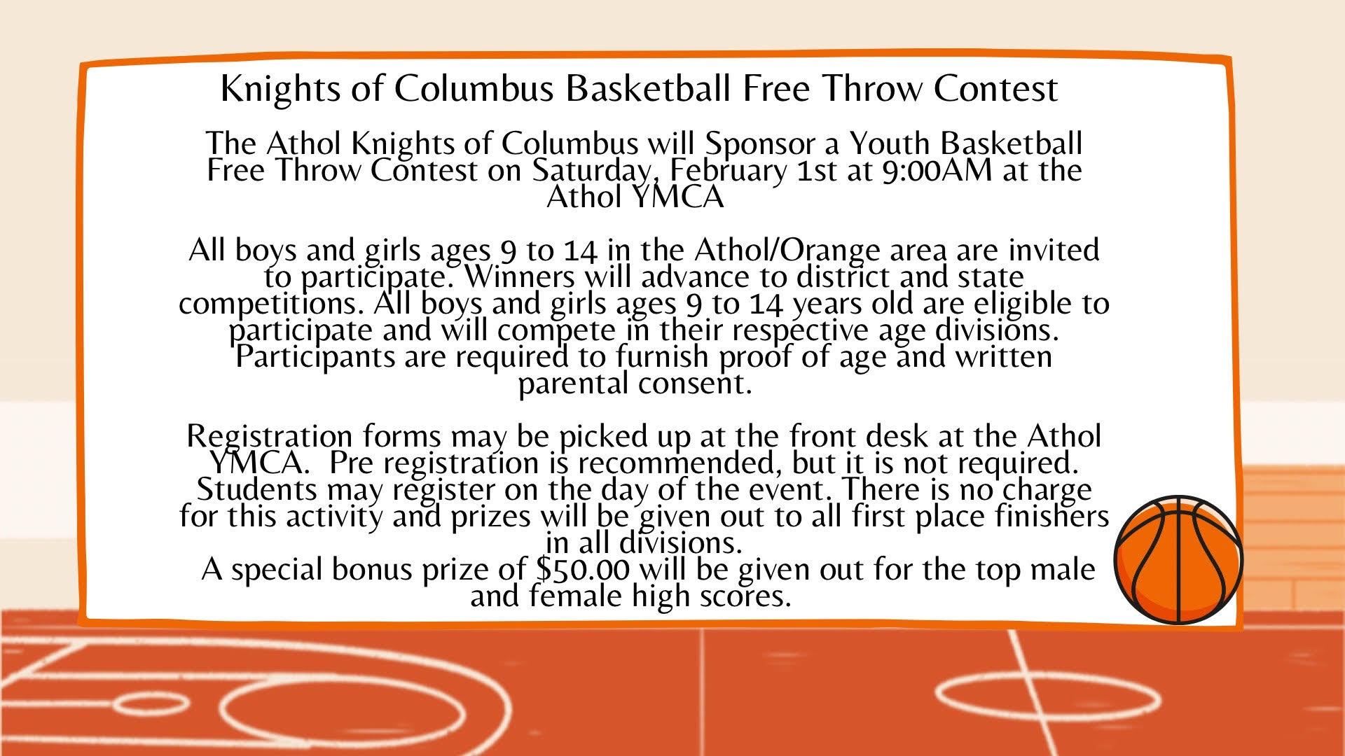 Knights of Columbus Basketball Free Throw Contest flyer