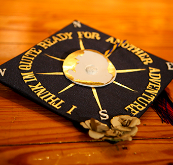Graduation hat with compass